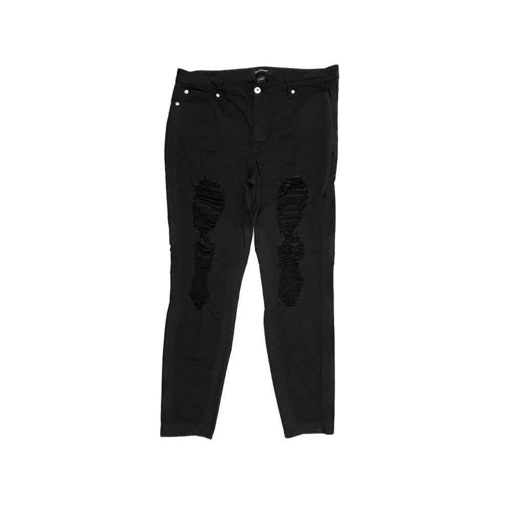 Ashley Stewart Skinny Distressed Women's size 16 Black Denim Jeans